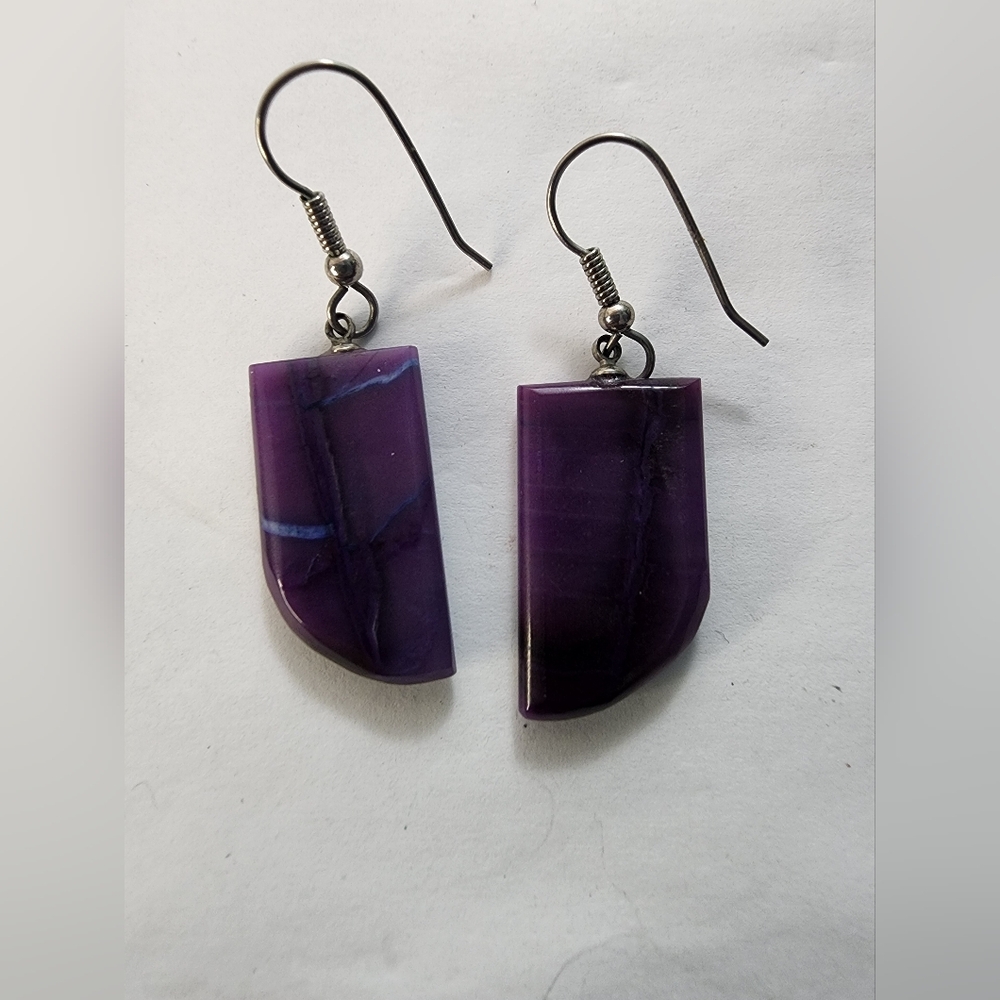 Handcrafted African Sugilite Drop Earrings (B)